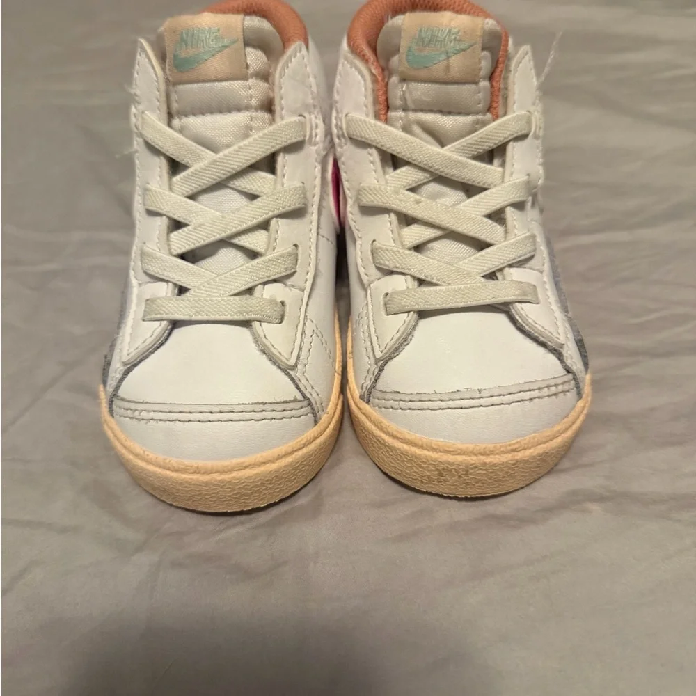 Nike Baby White and Pink High-Top Sneakers
